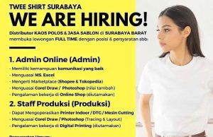 WE ARE HIRING! TWEE SHIRT SURABAYA