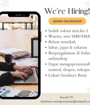 WE ARE HIRING ADMIN ONLINESHOP