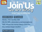 WE ARE HIRING! ADMIN ONLINE, TIM GUDANG &…