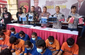 Jatanras Ditreskrimum Polda Jatim Pamerkan 14 Tersangka Curanmor.