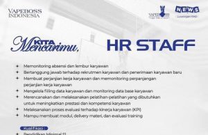 LOWONGAN KERJA HR STAFF VAPEBOSS INDONESIA