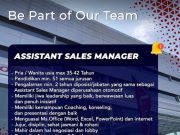 LOKER ASSISTANT SALES MANAGER!